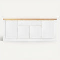 **Moderne witte kast met houten blad**