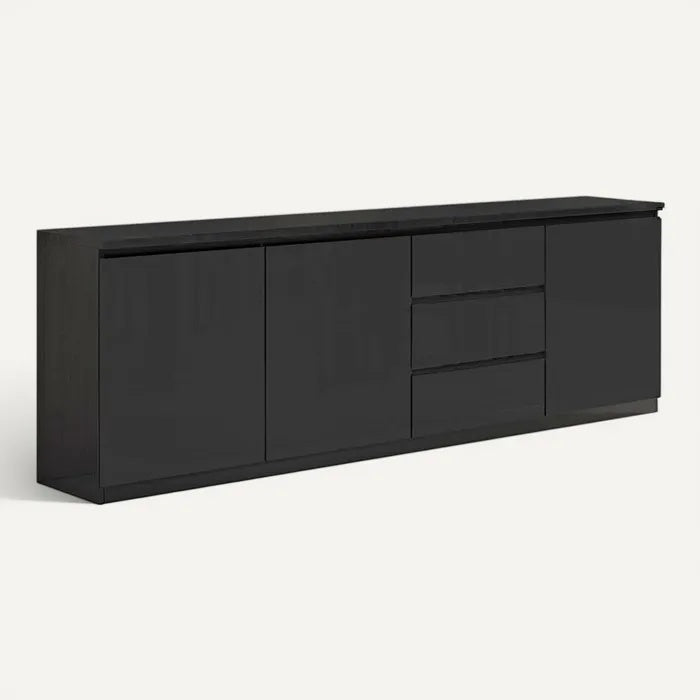 **Zwart Eiken TV-kast met Lades en Deuren**
