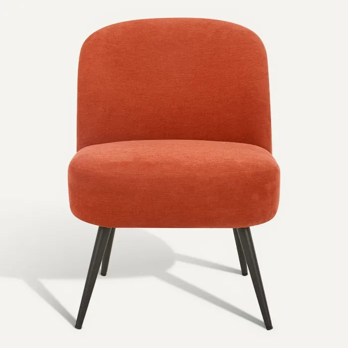 Technische titel in het Nederlands: **Moderne oranje fauteuil met minimalistisch ontwerp**