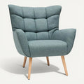**Moderne accentstoel met comfortabele stoffen bekleding en houten poten**